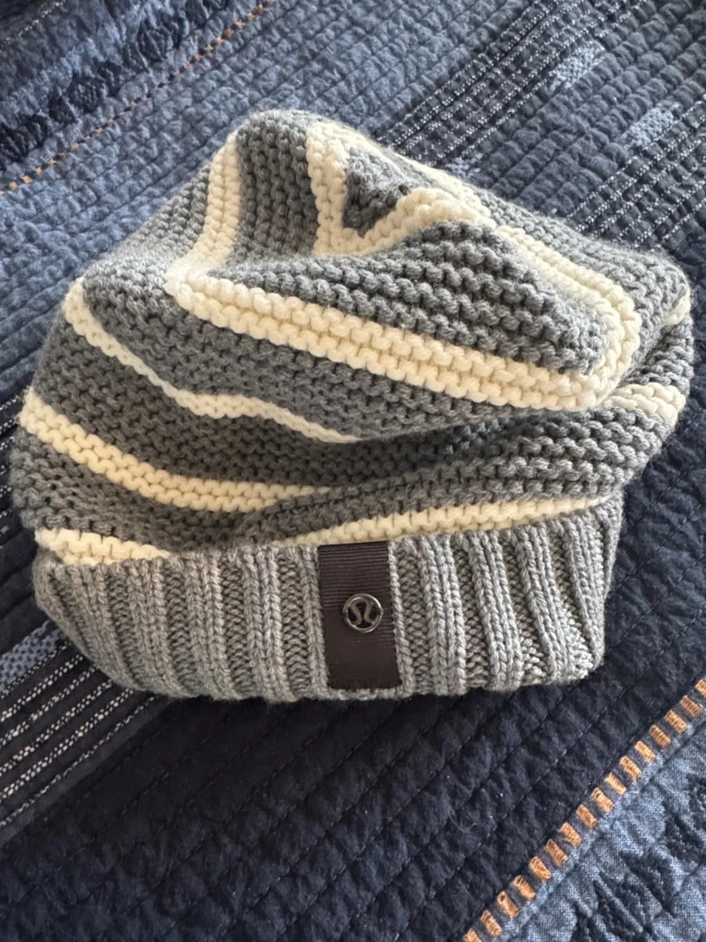 lululemon athletica Gray Striped Beanie